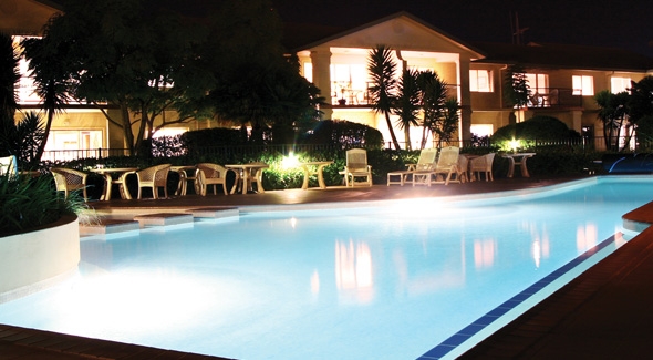 Poolside BBQ Areas at Papamoa's Pacific Palms Resort Accommodation, Tauranga